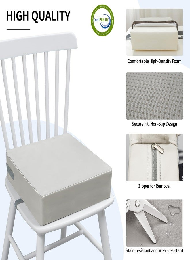 Eiury Toddler Booster Seat Dining Table Kitchen Chair, Waterproof Anti-Scratch PU Cushion, Non-Slip Bottom, Adjustable Buckle Straps, Easy Clean Portable Seat Cushion (Light Gray) - Image 5